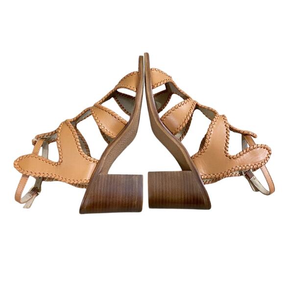 NWOB Jack Rogers Tan Leather High Heel Sandals Women's US Size 9 Made in Brazil - Picture 5 of 10